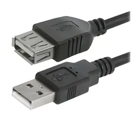 Logo USB 2.0 AA čierna / Predlžovací kábel / samec - samica / 3 m