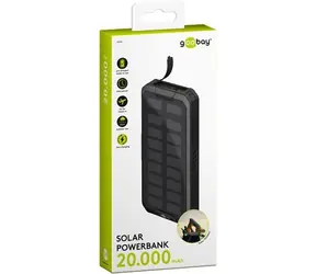 Goobay 53934 čierna / Powerbanka / 20 000 mAh / solárny panel / USB-C PD / QC 3.0