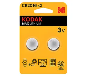 Kodak MAX CR2016 / Gombíková batéria / 3V / 90mAh / 2 ks / blister