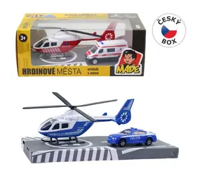 Záchranárska sada vrtuľník a auto / Kov / od 3 rokov
