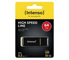 INTENSO High Speed Line 64GB čierna/žltá / Flash disk / USB-A 3.2 Gen 1 / čítanie: 250 MB/s / zápis: 50 MB/s