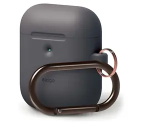 Elago Airpods 2 Silicone Hang Case tmavo šedá / Puzdro / silikónové / s karabínou / pre Apple AirPods 2