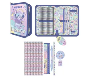 PYRAMID Peračník Lilo a Stitch / Trojposchodový / plný / zips / sada písacích potrieb
