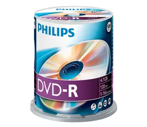 Philips DVD- R 4,7 GB / 16x / 100 ks / Spindl