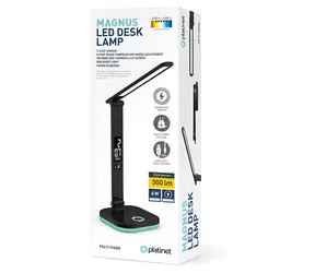 Platinet PDL711RGBB čierna / LED lampička / 6 W / 300 lm / 3000-6500 K / Qi nabíjanie / RGB / hodiny