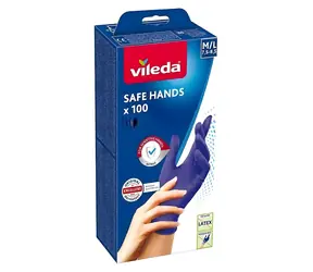 Vileda Safe Hands M/L / Jednorazové rukavice na upratovanie / Nitril / Nepudrované / 100 ks