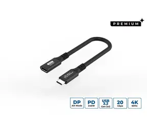 MicroConnect Premium USB-C predlžovacia redukcia čierna
