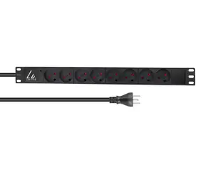 Lanview 19" rack napájací panel čierna / Napájací panel / 1U / 8x zásuvka / 2m kábel / 230V / 13A