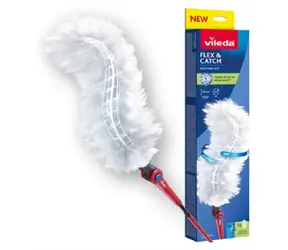 Vileda Flex&Catch s dlhou rukoväťou / Prachovka / Teleskopická rukoväť 93 cm / Otočná hlavica 360°
