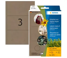 Herma Silphie etikety 52x100mm hnedá / Etikety / zaoblený roh / permanentný / 72 ks / 24 listov
