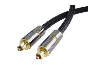 PremiumCord Gold design Toslink MM čierny / Optický audio kábel / OD 7mm / Nylonový oplet / 2 m