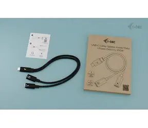 i-TEC USB-C Cable Splitter čierna / Rozdvojka USB-C / PD 100W / audio / dáta / 0,3 m