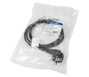 LogiLink napájací kábel CEE7/7 čierna / Napájací kábel / zahnutý 90 ° / 1,5 m