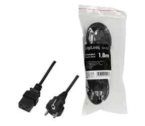 LogiLink CEE7/7 - IEC C19 čierna / Napájací kábel / 1,8 m / 16 A / 250 V