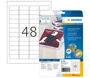 Herma bezpečnostné etikety biele 45,7x21,2 mm / Etikety / Fólie / 1200 ks / A4