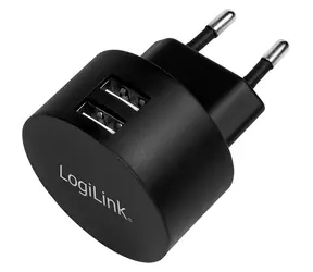 LogiLink USB nabíjací adaptér čierna / Nabíjací adaptér / 2x USB-A / Fast Charging / 10,5 W