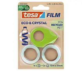 Tesa ECO & CRYSTAL / Lepiaca páska / 19 mm / 10 m / 2 rolky s odvíjačom