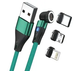 RealPower MagneticCharge3 zelená / Magnetický nabíjací kábel / USB-A / 3 A / 1 m / adaptéry