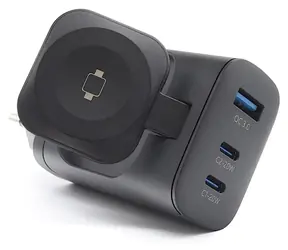 RealPower PC-43 Watch čierna / Nabíjačka / 43W / 2x USB-C PD / 1x USB-A QC 3.0 / bezdrôtové nabíjanie hodiniek