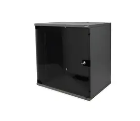 Digitus SOHO 12U čierna / Nástenný rozvádzač / 19" / 520x580x400 mm / sklenené dvere / do 60 kg