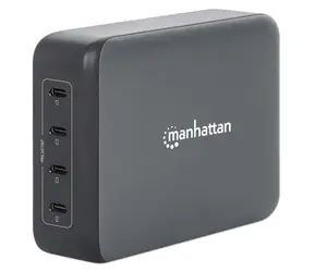 Manhattan GaN nabíjačka 240W čierna / Nabíjačka / 4X USB-C / USB Power Delivery 3.1 / max. 140W / Port