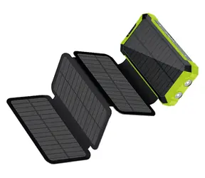 RealPower PB-20000 Solar čierna, zelená / Powerbanka 20000 mAh / Solárny panel / Bezdrôtové nabíjanie 5W