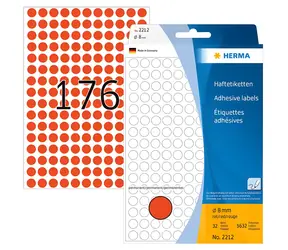 Herma Etikety okrúhle červené 8 mm / Papierové / 5632 ks