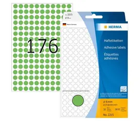 Herma Etikety okrúhle zelené 8 mm / Papierové / 5632 ks