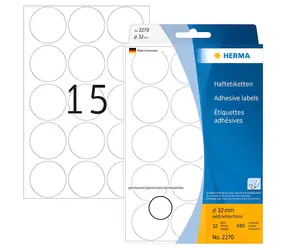 Herma Etikety okrúhle biele / 32 mm / papier / 480 ks