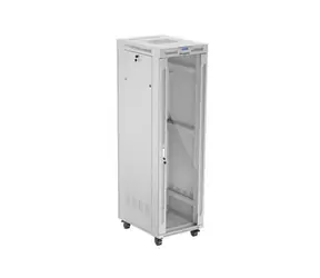 Lanberg FF01 42U/600x800 sivá / Stojanový rozvádzač / sklenené dvere / LCD panel / nosnosť 1200 kg / Flat Pack