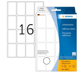 Herma Univerzálne etikety 25x40 mm / biele, snímateľné / 32 listov / 384 ks