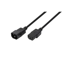 LogiLink CP091 čierna / Predlžovací napájací kábel / IEC C14 (M) - C13 (F) / 1,8 m / 10/16 A