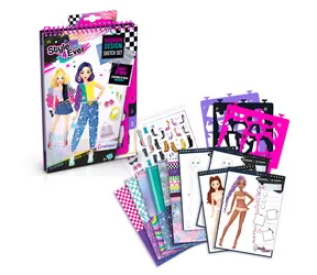 CANAL TOYS Mini skicár FASHION Designer / Kreatívna návrhárska sada / šablóny a samolepky