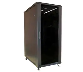 Extralink Rack skriňa 32U čierna / Stojanový rozvádzač / 600 x 800 mm / nosnosť 1500 kg / sklenené dvere