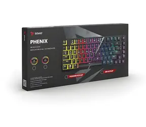 Savio Phenix čierna / Herná bezdrôtová klávesnica / mechanická / Gateron Yellow Pro / podsvietená / ABS