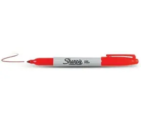 Sharpie Fine Popisovač permanentný červená / okrúhly hrot F / 12ks