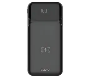 Savio BA-09 čierna / Powerbanka / 10000 mAh / bezdrôtové nabíjanie / USB-C, USB-A / PD, QC 20W
