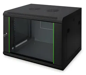 Digitus Dynamic čierna / Nástenný rozvádzač 19" / 12U / 600×450 mm / sklenené dvere / IP20