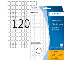 Herma Etikety viacúčelové biele 8x12 mm / Etikety / odnímateľné / 2880 ks