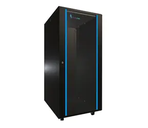 Extralink Rack skriňa 27U čierna / Stojanový rozvádzač / 600 x 800 mm / nosnosť 1000 kg / sklenené dvere