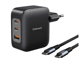 INTENSO Power Adapter 100W čierna / Nabíjací adaptér / GaN / 100W / USB-C kábel 2m