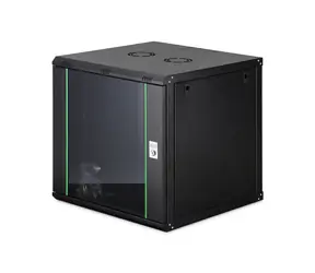 Digitus Dynamic čierna / Nástenný rozvádzač / 19" / 12U / 607x600x600 mm / sklenené dvere / aktívne chladenie