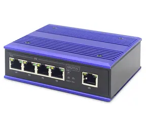 Digitus Industriálny switch 5- Port modrá / Switch / 5x 10/100 Mbit / Unmanaged / DIN lišta