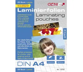 GENIE Laminovacie fólie A4 / Laminovacie fólie / 25 ks / Vodeodolné
