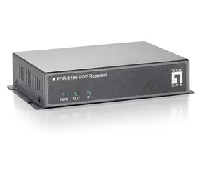 LevelOne POR-0100 sivá / PoE repeater / 2x FE / Kaskádovateľný / dosah +100 m / IEEE 802.3x