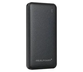 RealPower PB-10000 SSB čierna / Powerbanka 10 000 mAh / Pevnolátková batéria / USB-C 20W / USB-A 22,5W