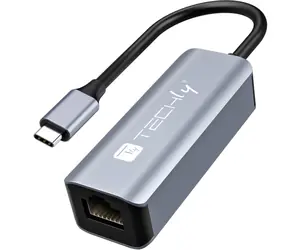 Techly IDATA USB-ETGIGA-CA / Adaptér USB-C na RJ-45 / Gigabit Ethernet / USB 3.2 Gen 1 / hliníkové telo