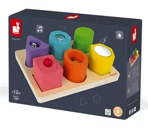 JANOD Vkladacie puzzle Tvary a zvuky / drevené / od 2 rokov