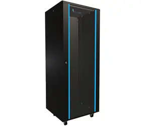 Extralink Rack 32U 600x600 čierna / Stojanový rozvádzač / 19" / sklenené dvere / nosnosť 600 kg