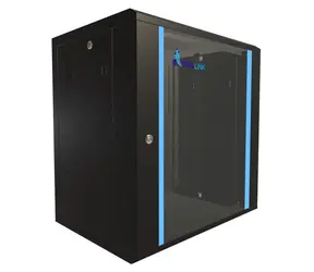 Extralink nástenný rozvádzač 12U 600×450 čierna / Nástenný rozvádzač / 19" / Sklenené dvere / Nosnosť 60 kg